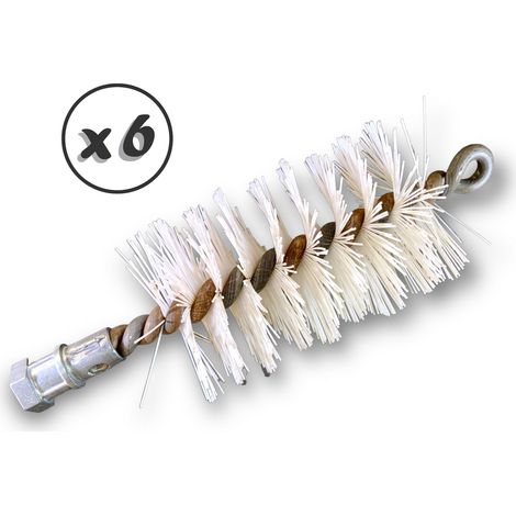 Lot de 6 Brosses à tube PRO NYLON Ø 60 mm Raccord M12175 femelle Ame en acier torsadé Nettoyage brossage tube et canalisation Kibros 41SCN60x6