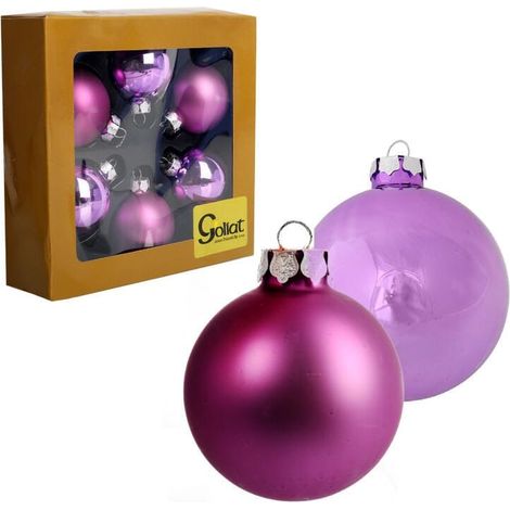 Elegantes Set aus 6 Weihnachtskugeln aus Glas, Lila (1/5)