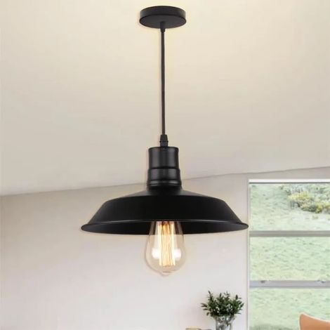 U-Do Lustre Suspension Luminare Vintage Lampe Cage en Fer Noir E27 26CM décoration Cuisine Couloir Salon (1/4)