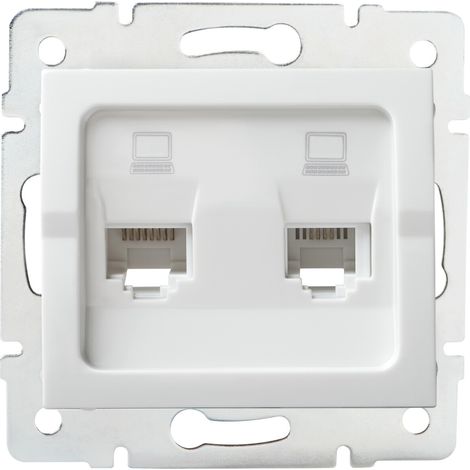 Prise jack indépendante pour ordinateur 2x RJ45Cat 5e Logi blanche Kanlux 25110 (1/2)