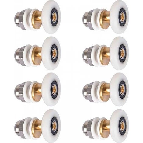 Porte de douche - Roulette pour porte de douche Roulettes coulissantes Porte Rouleau Roue de secours 8pcs 23mm (1/5)