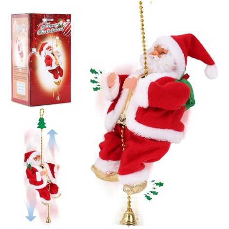 025 Père Noël Grimpeur Électrique et Musical, Décoration de Noël Animée avec 3 Modes, Crochet Sécurisé & Boîtier Renforcé en PVC Blanc (1/5)
