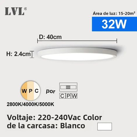(32 W Blanc) Plafonnier LED moderne avec motif bois doré (1/5)