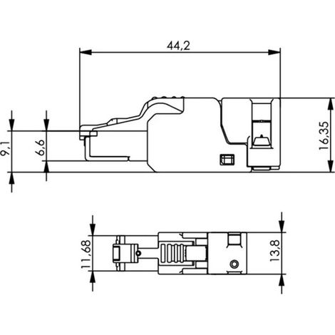100023056 Connecteur RJ45 non blindé et assemblable sur le terrain UFP8 T568B CAT.6A(IEC), AWG24/1-AWG23/1, (1/3)