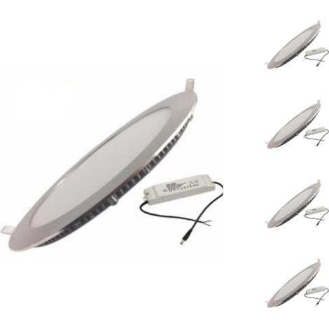 Downlight Dalle LED Extra Plate Ronde ALU 18W - Pack de 5 - Blanc Chaud 2300K - 3500K - SILAMP (1/5)
