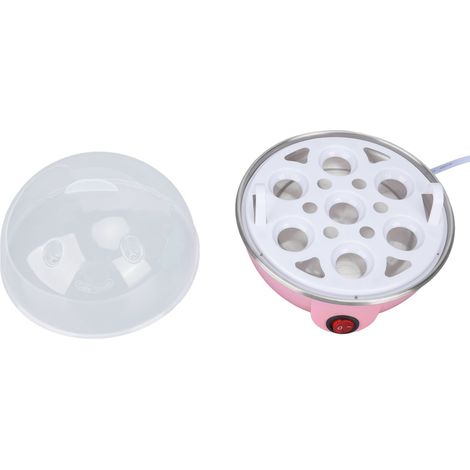 Cuiseur à œufs de poule - Permet de cuire jusqu'à 7 gros œufs durs - Système anti-surchauffe - Arrêt automatique - Cuiseur à œufs pochés avec plaque chauffante - Prise UE 110 V - Rose (1/5)