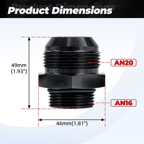 Ölkühlungsanschlussadapter ORB AN3 AN4 AN6 AN8 AN10 AN12 AN16 AN20 - -AN20-AN16 (1/3)