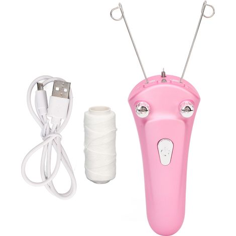 Épilateur électrique pour le visage à fil de coton, LED, rechargeable USB, sans fil, automatique, rose-AquaForge