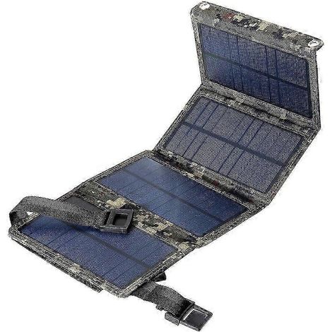 Chargeur solaire extérieur noir, panneau de charge pliable, portable et léger, étanche 2025 (1/5)