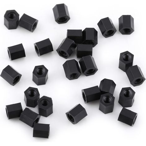 Entretoises filetées hexagonales noires PA66 M3 femelle x M3 femelle (M3 x 5) (1/5)