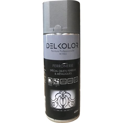 Delkolor Peinture spéciale ferronnerie en aérosol 400 ml Couleur: GRIS