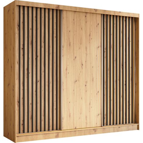 AX LIVING Cabinio Kleiderschrank Artisan Eiche Schwarz 240 cm Breite
