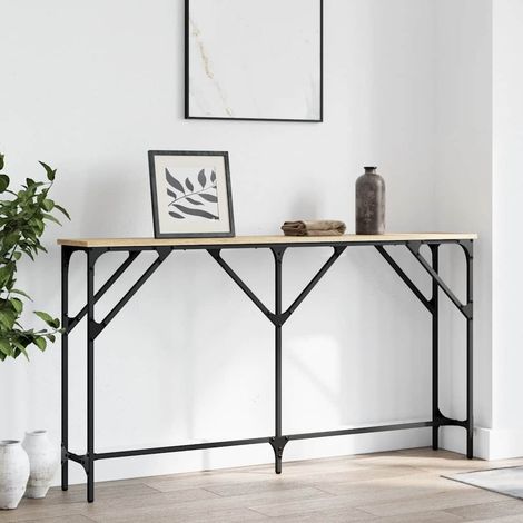 Table console 140 x 23 x 75 cm chêne sonoma en bois d’ingénierie et métal - PANGIVO (1/5)