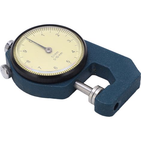 Micromètre d'épaisseur portable à échelle transparente et affichage à aiguille, résistant à l'usure, pour mesures de 0 à 10 mm. Tête plate. (1/5)