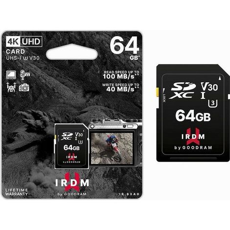 Scheda Di Memoria Sd Card 64 Gb Per Videocamere Classe Uhs-i 3 V30 Ir-s3a0-64gb