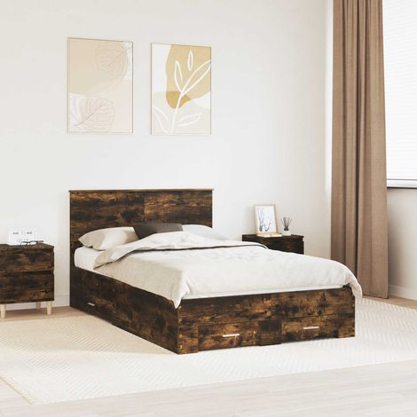 vidaXL Bettrahmen mit Schubladen Raucheiche 120 x 200 cm Holzwerkstoff (1/5)