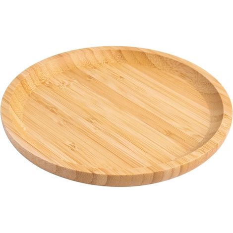 1 Plateau Rond Bambou Naturel 20x20x2cm Poli Pour Thé Cosmétiques Plantes Salle De Bain (1/5)