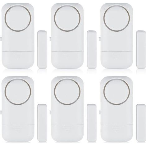 6 alarmes de porte sans fil, 120 dB, capteur d'alarme antivol avec contact magnétique, système d'alarme de sécurité sans fil pour maison, appartement, hôtel, bureau, garage (lot de 6 pièces (1/5)