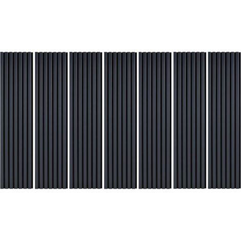 Decoon – Pack de 7 panneaux décoratifs muraux en MDF bleu nuit – Tête de lit 160 cm – Lamelles feutrine noire – Dimensions 120 x 30 x 1,9 cm (1/5)