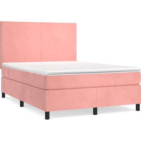 Maison Exclusive - Giroletto a Molle con Materasso Rosa 140x200 cm in Velluto (1/5)