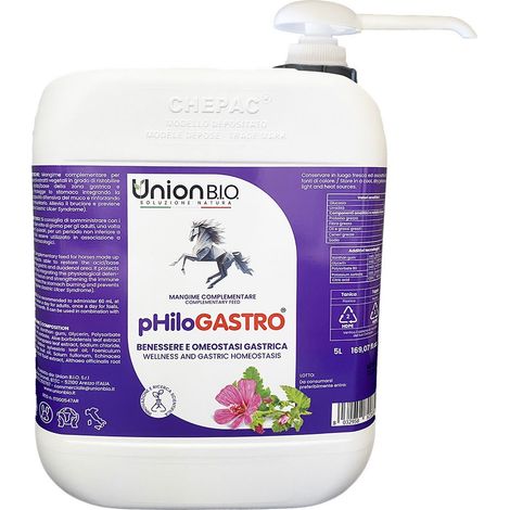 PHILOGASTRO mangime complementare con estratti di piante officinali selezionate, a supporto dell'omeostasi gastrica del cavallo 5 LT