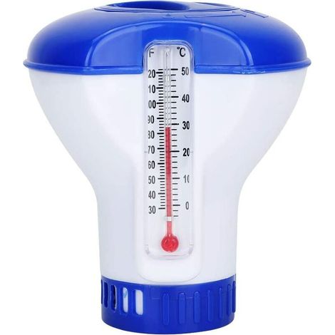 Schwimmender Chlortablettenspender mit Thermometer – Für Schwimmbäder und Whirlpools – Kompatibel mit 38-mm-Tabletten – 1 Stück (1/5)