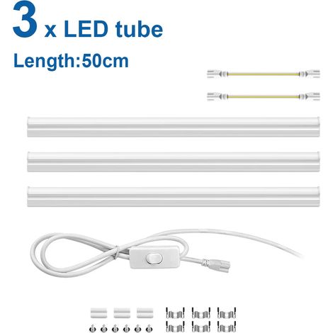 (3 tubes, lumière naturelle) Tubes LED T5 15 W, 50 cm, boîtier aluminium avec driver intégré (1/5)