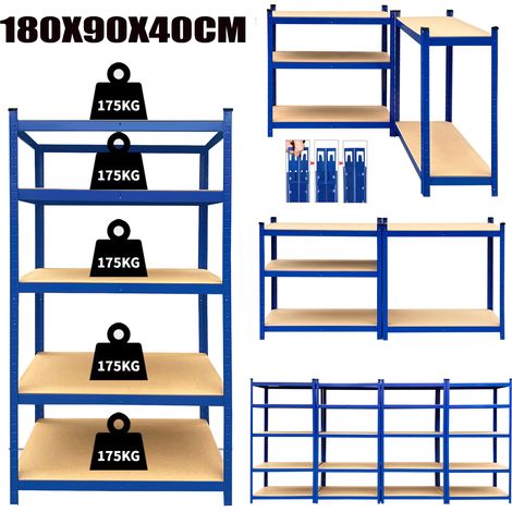 180cm étagère de rangement étagère robuste étagère enfichable 875kg étagère D'atelier étagère de sous-sol en métal
