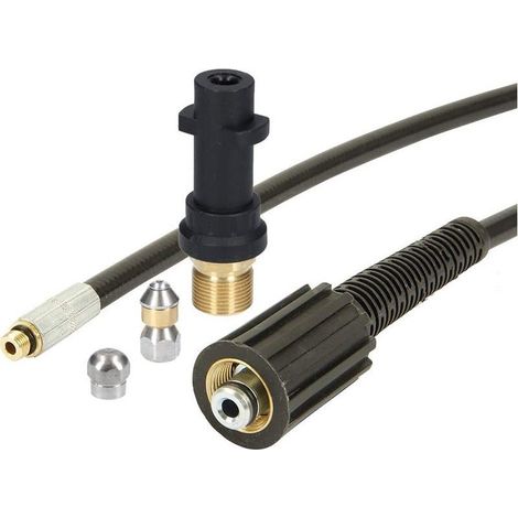 Tuyau de nettoyage de tuyaux 15 m 180 bar / 2610 PSI Kit de nettoyage de tuyaux pour nettoyeur haute pression Kärcher k2-k7 (1/4)