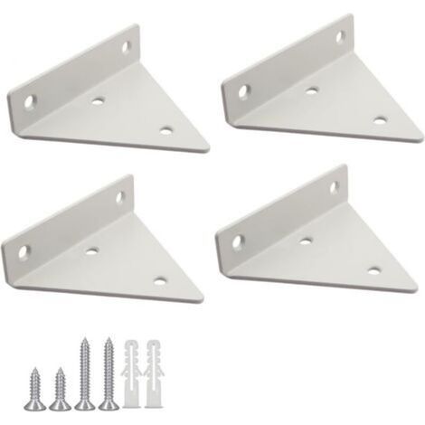Staffe per mensole galleggianti da 4 pezzi, supporti per mensole triangolari in metallo, staffe per mensole nascoste da parete con viti per soggiorno, camera da letto, arredamento per bagno - Bianco (1/4)