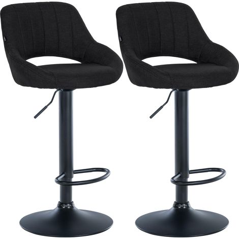 Juego de 2 taburetes de bar Milet con tapizado de tela Negro Metal negro mate
