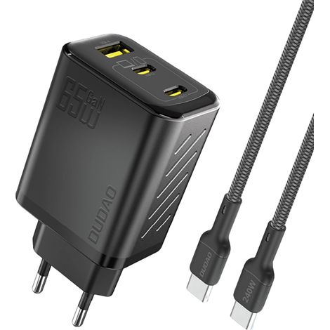Cargador de pared Dudao A29C de 65 W con tecnología GaN + cable USB-C - Negro (1/5)