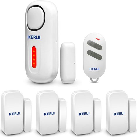 Détecteur Ouverture Porte et Fenêtre avec Système Alarme Maison sans Fil pour la Maison, Garage, Bureau - 1 Alarme de Porte 1 Télécommande 4 Détecteurs de Porte (1/5)