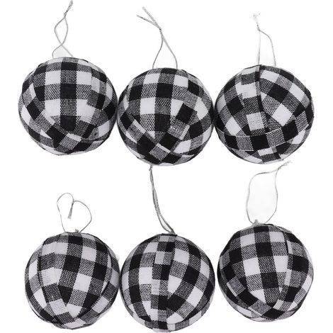 Weihnachtsbaumkugeln schaffen Atmosphäre, 7 cm große Weihnachtskugeln, wunderschönes Aussehen, Geschenkidee, Beleuchtung für das Wohnzimmer (Schwarz-Weiß-Fliesen) (1/5)