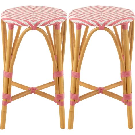 Tabourets de bar parisiens assise tressée (lot de 2) - MONTMARTRE