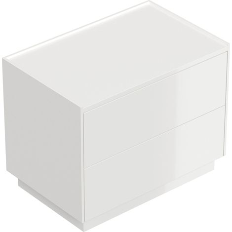 Design Nachttisch Kommode Concepto XL 70cm, 2 Pushauszüge lackiert Weiß Hgl (1/5)
