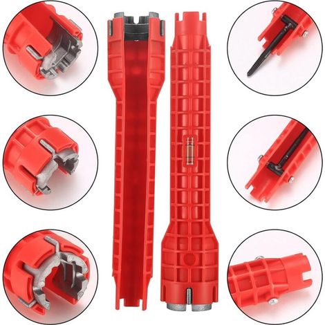 Clé de robinet 14 en 1, clé d'évier, outils de plomberie, clé de lavabo, outils d'installation de canalisation d'évier de robinet, outil de clé de plomberie multifonctionnelle pour lavabo/salle de bai