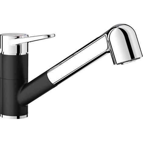 Blanco Wega S - Spültischarmatur mit ausziehbarer Brause, schwarz/chrom 526428 (1/5)