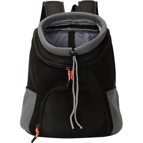 (Colore: Nero) Borsa trasportino per cani, zaino per cani di piccola e media taglia, zaino per gatti con oblò (Nero, L 35 x P 27 x H 42)