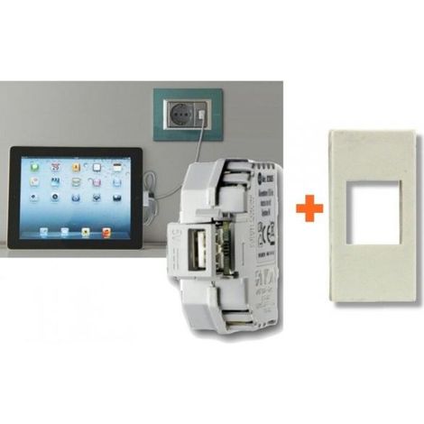 Fanton caricatore USB 5V 2,1A compatibile Legrand Mosaic bianca - 82890-LB