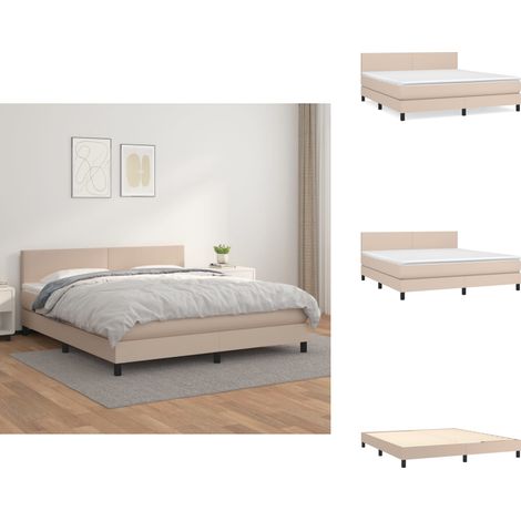 Sommier à lattes de lit avec matelas Cappuccino 180x200 cm - Lit Tapissier - Lit Capitonné - Lit Double - Literie - Chambre À Coucher (1/4)