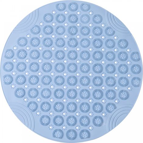1 Stück blaue runde Massage-Badematte, 55 x 55 cm, rutschfeste Duschmatte, antibakterielle Badematte, maschinenwaschbare Duschmatte, Badematte mit Drainagelöchern und Saugnapf (1/4)