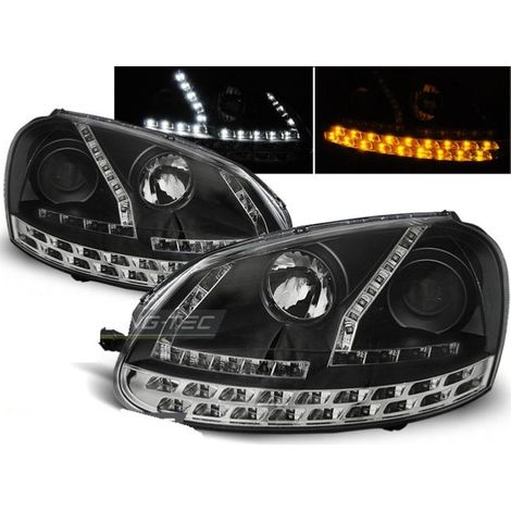 Paire de feux phares VW Golf 5 03-08 Daylight led noir-27361936 (1/2)