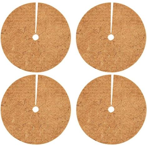 Lot de 4 tapis de paillage en noix de coco pour arbres, tapis de paillage en noix de coco robustes pour plantes réduisant la perte d'eau (40 cm) (1/5)
