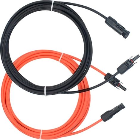 Câble solaire, rallonge de panneau solaire flexible, fil photovoltaïque robuste de 1 m avec isolation de protection, transmission de puissance stable pour systèmes d'énergie domestique, camping, 100 (1/5)