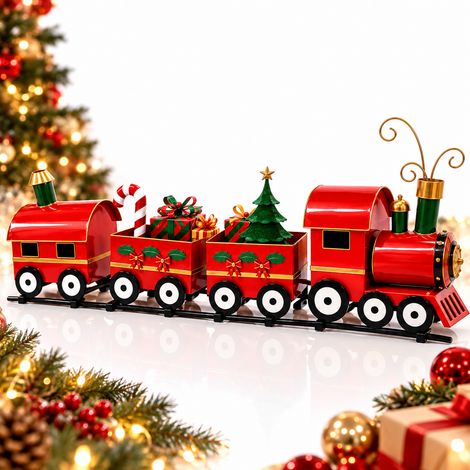 Trenino Natalizio XXXL Decorativo con Luci 135x24x56 cm, Locomotiva con Vagoni e Regali, Decorazione Natale per Casa, Albero e Vetrine (1/5)