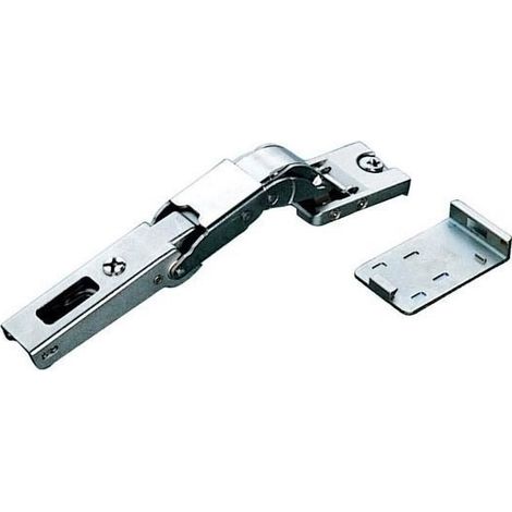 Charnière à coller pour porte verre – Amortisseur avec – Décor nickelé – Épaisseur porte 16 à 22 mm – Fixation sans perçage – Ouverture 110° – Salice (1/5)