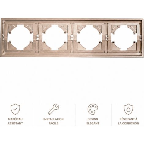 Plaque de finition murale 4 postes Série Z 80×292 mm doré mat Soft Touch 4 gang frame 80 32 × 11 × 8 cm 320 g – Livraison gratuite