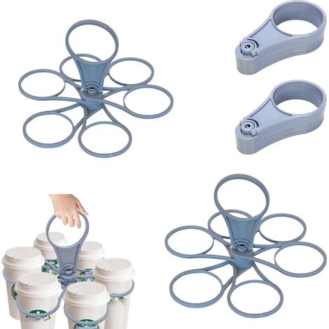 Porte-gobelets, lot de 2, porte-gobelets pliable en 6 parties, porte-gobelets portable pour gobelets jusqu'à 7 cm, gris (1/5)