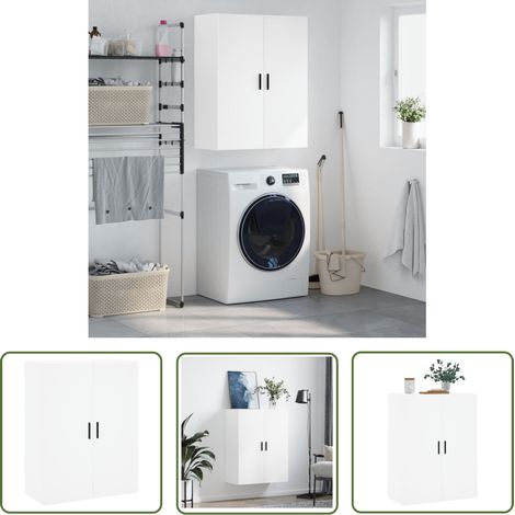 Furniture Limited - Armoire murale blanc 69,5x34x90 cm (1/5)